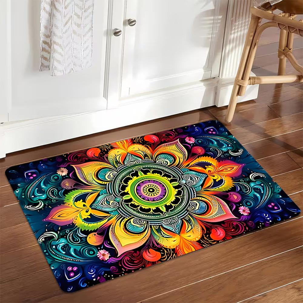 

Bohemian Floral Patterned Fabric Decoration,Carpet,Living Room,Bedroom, Non-slip,Square rug 40cmx60cm