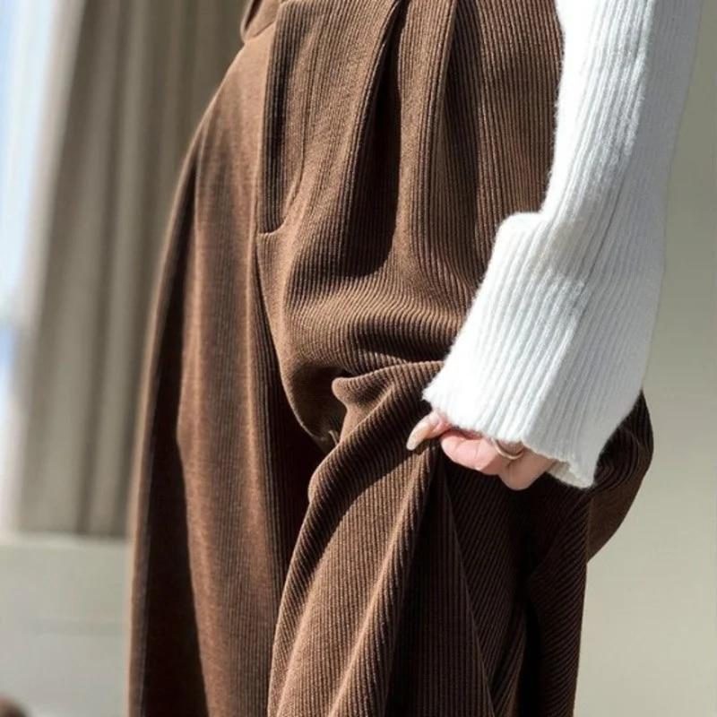 

Женские брюки Зимние Плюс Бархат Широкие брюки в корейском стиле Повседневные женские брюки С высокой талией Прямые Свободные брюки XL коричневый