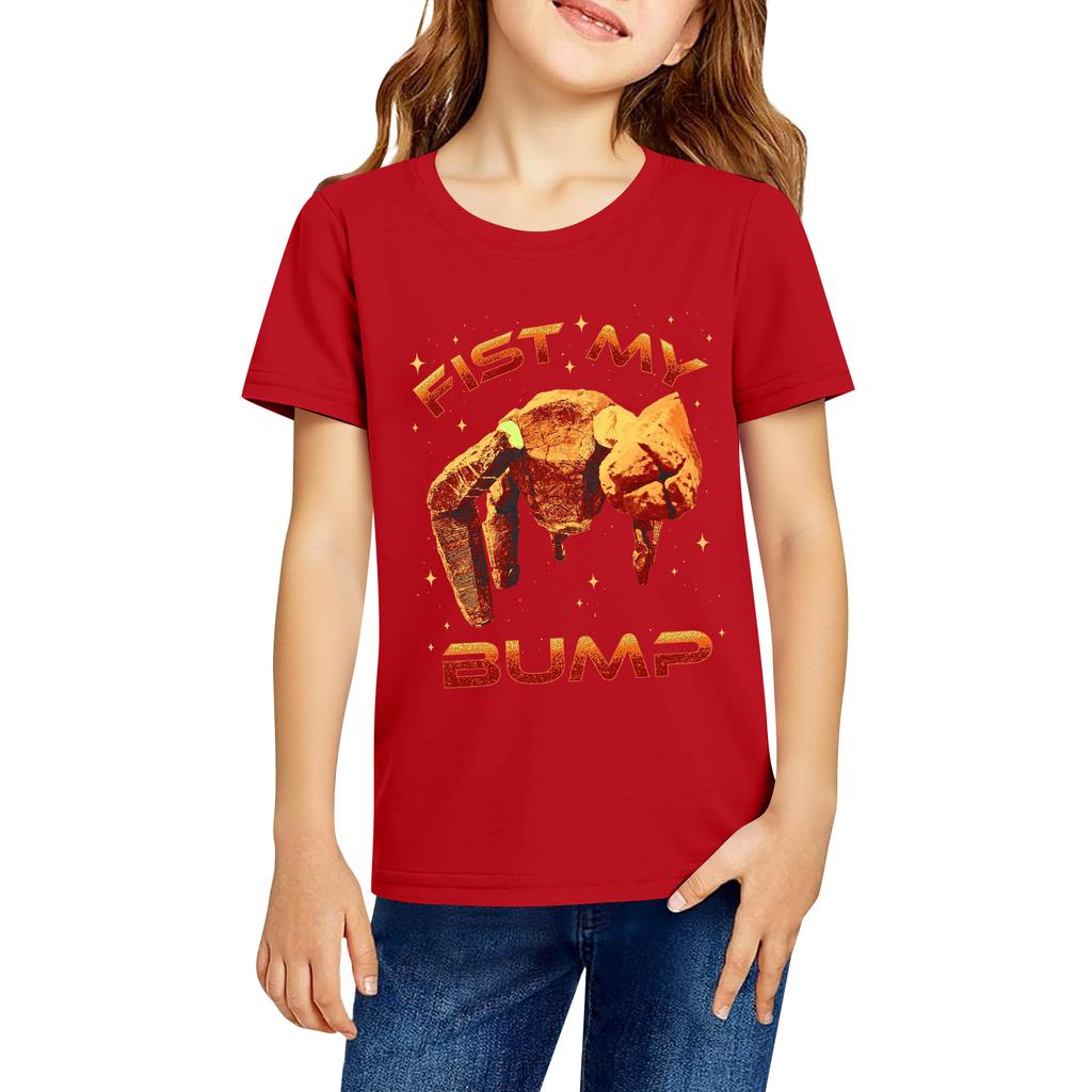 Fashionable Round Neck Short Sleeve Work Clothes Printed Tops For KID Summer Tops
