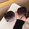 New Frameless Trimmed Sunglasses Trendy Temperament Sunglasses Women's Big Face Thin Fashion Glasses UV Protection