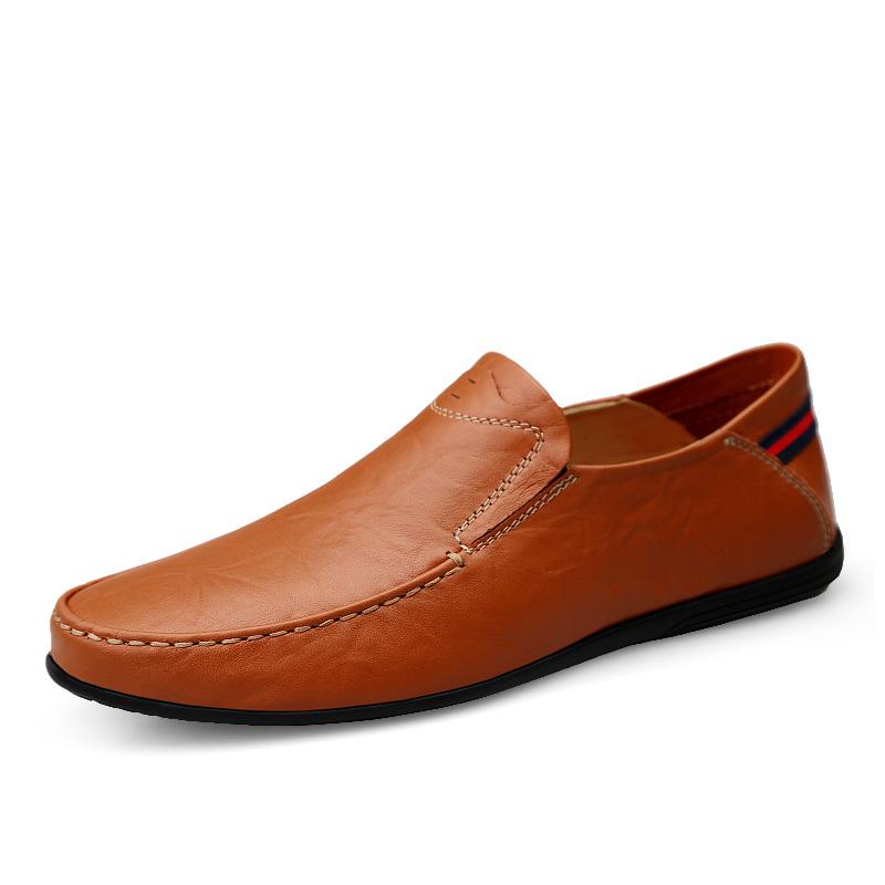 Fashion Classic Business Shoes Genuine Leather Mens Slip on Flats All-match Male Comfortable Loafers Casual Shoes Soft-Soled Moccasins