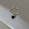 Elegant Black Bead Open Ring for Women - Simple Fashionable Statement Index Finger Jewelry