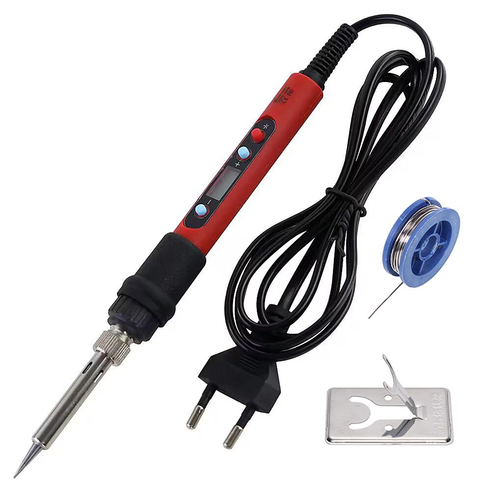 Digital Display Electric Soldering Iron Red 80W 110V / 220V Adjustable Temperature Solder Welding Desoldering Repair Tools