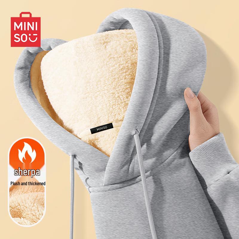 MINISO Men's Winter Sherpa Lined Hooded Sweatshirt