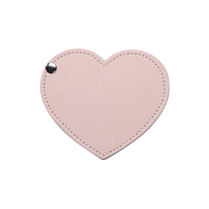 

Mini Heart Makeup Mirror Portable Pu Cosmetic Mirror Folding Pocket Compact Mirror Travel Accessories рожевий