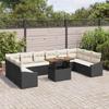 Garden Sofa Set with Storage 11 pcs Black Poly Rattan