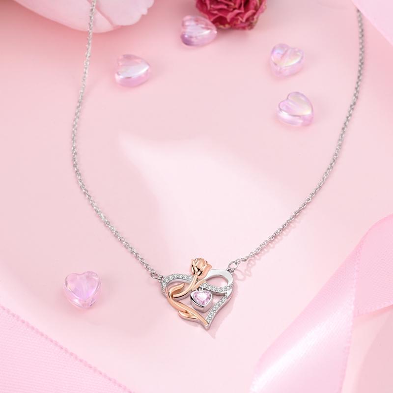 New Copper Necklaces Tulip Heart Sun Star Moon Bow Zircon Pendant Necklace For Women Fashion Jewelry Making Gifts
