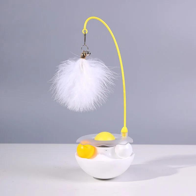Tumbler Feather Cat Toy Automatic Interactive Teasing Stick Cat Mint Feather Bell Rotation Self Relaxing Cat Exercise Supplies
