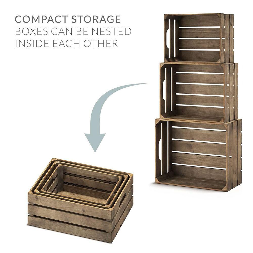 Wooden Storage Boxes Handcrafted Organizer Bin Farmhouse Style Wood Basket  Vegetable