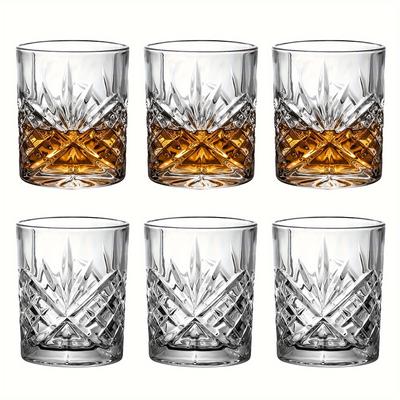 6 stuks Whiskyglazen 11,83oz Whiskyglas Vintage Stijlvol Glaswerk Voor Scotch Bourbon Whisky Cocktail Cognac Wodka Gin Tequila Likeur Huisdecoratie Huis