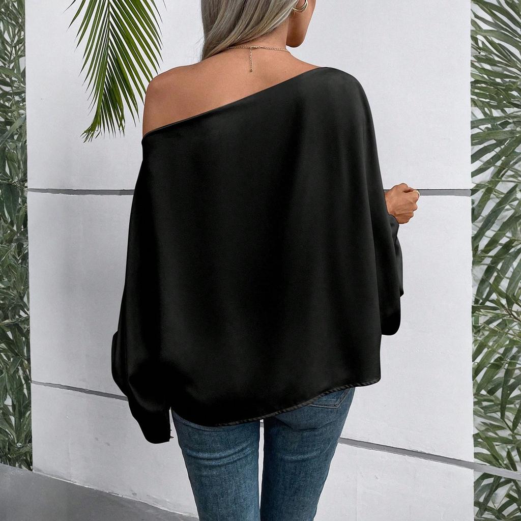 Fashionable Women's Off-shoulder Blouse, Loose Asymmetrical Top