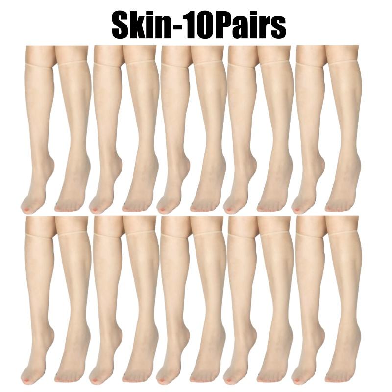 Summer Ultra-Thin Korean Style Invisible Thigh-High Socks Nude Seamless Mid-Calf Short Socks for Women Anti-Snag Sheer Stockings