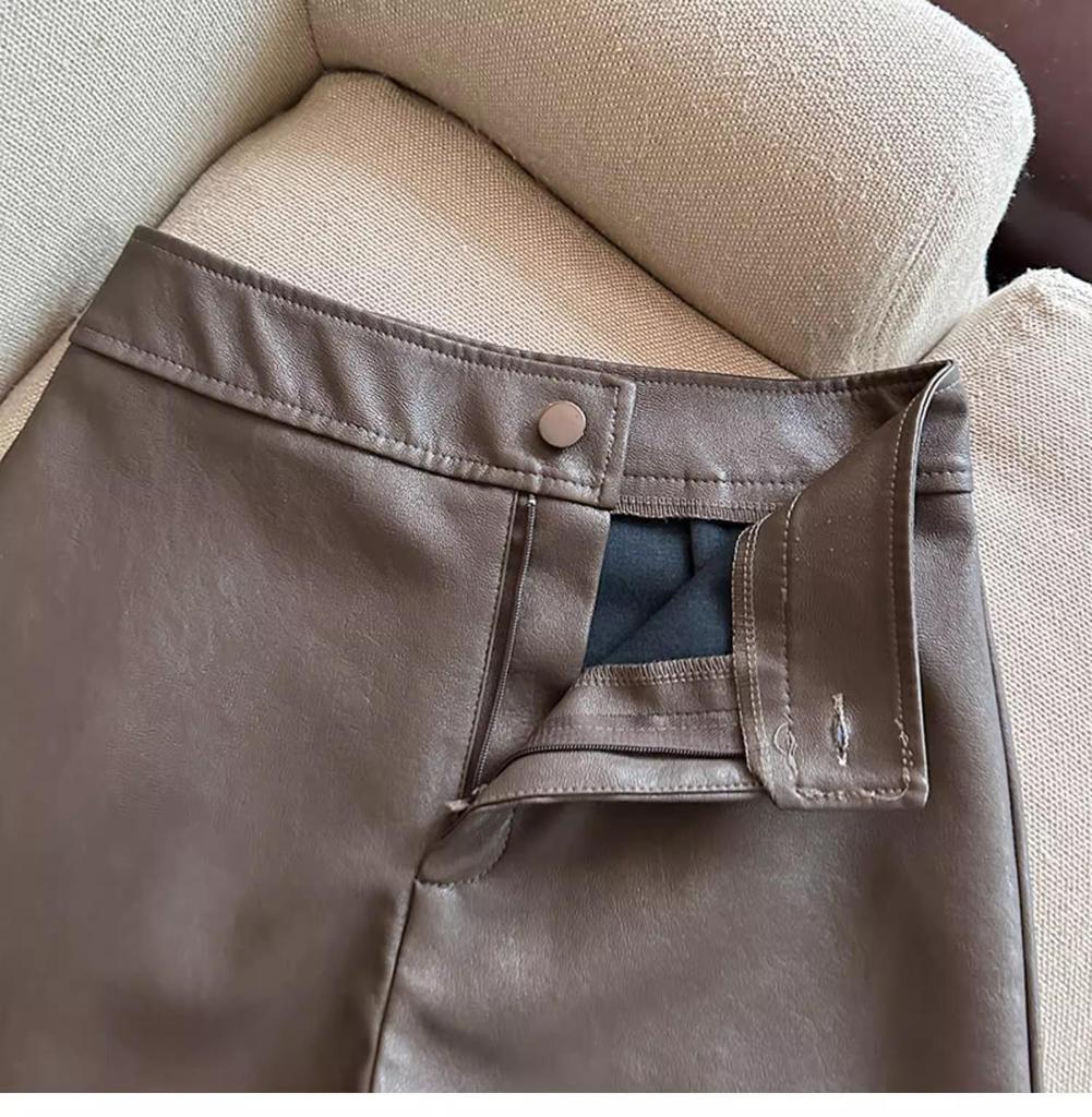 Women's PU Leather High Waist A-line Bootcut Shorts
