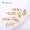 18K Real Gold Plated Zircon-Set Pearl Pendant Mounting For Necklace Making,3mm Cup Peg Drop Pendant Connectors DIY Accessories