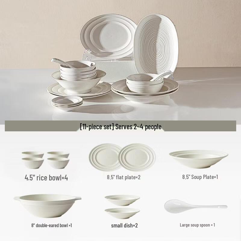 Wohe Cream Style Underglaze Ceramic 11-Piece Dinnerware Set