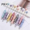 Customizable Writing Pen DIY Beadable Pen, Rhinestone Faux Pearl Ballpoint Fancy Glitter Jeweled for Crafting, Student Stationery Office Tools