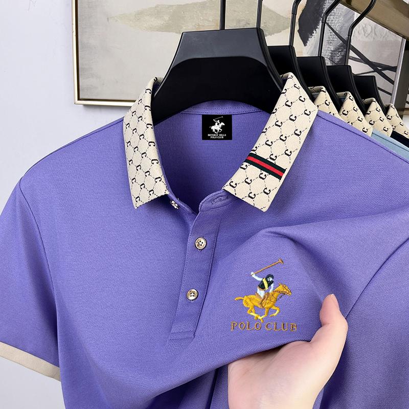 

POLO CLUB 2025 Summer Men s New Pony Embroidery Solid Color Loose Color Collar Business Casual Polo Shirt XXL