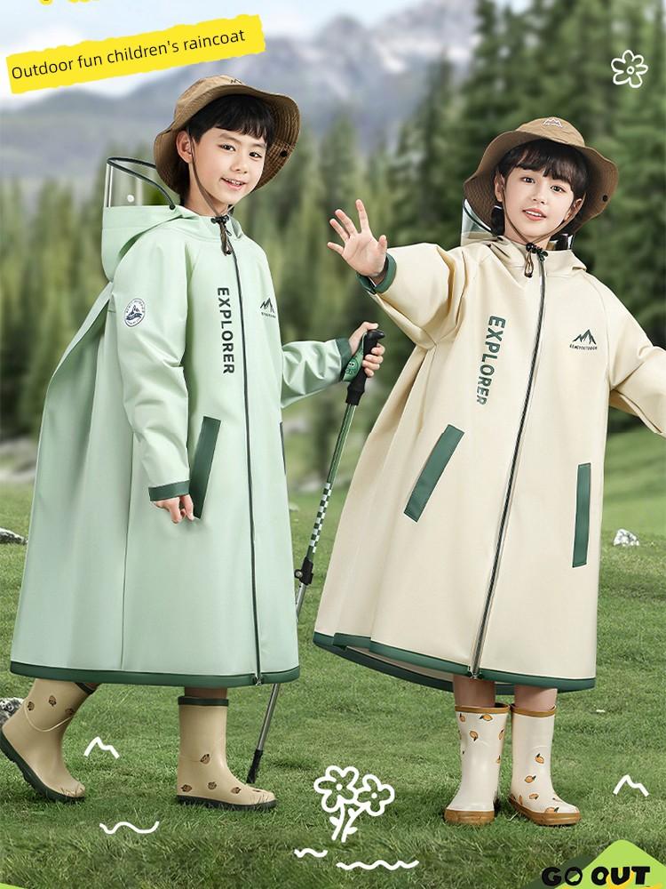 Children's Raincoat for Boys and Girls 2025 New Model for Primary School Students with Backpack Space, Full-Body Rain Poncho for Heavy Rain Protection