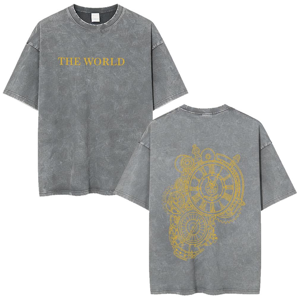 Anime JoJo Bizarre Adventure Jotaro Kujo Vintage Acid Washed T Shirts Men Women Cotton Casual Short Sleeves Tshirts Streetwear