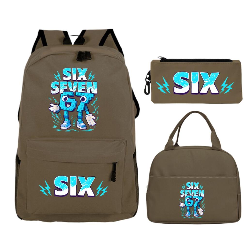 Fun Six Seven Print 3Pcs/Set Backpack Teen Boy Girl Back To School Schoolbag 67 Italian Brainrot Lunch Bag Rucksack Pencil Case