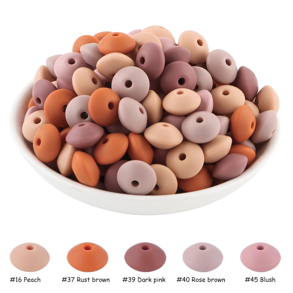 New 50pcs/lot Silicone Lentil Silicone Beads 12mm Jewelry Making Lentil Beads DIY Necklace Bracelets Jewelry Accessories