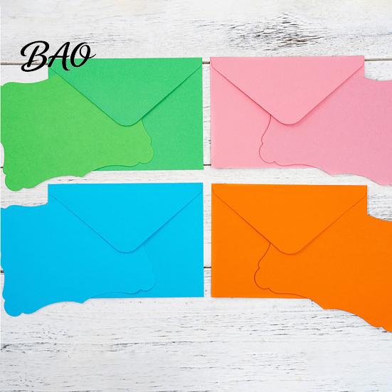 Decorative Envelopes for Special Occasions 50 Sets Wavy Edge Envelope And Card Set, Solid Color Smooth Elegant Western Style Writing Stationery,