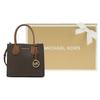 Michael Kors MK Mercer Serie Klassisch Französisch Vintage Monogramm Farbblock PVC-beschichtetes Segeltuch Akkordeon-Tasche Damen Handtaschen Braun 35S1GM9M2B-BRN