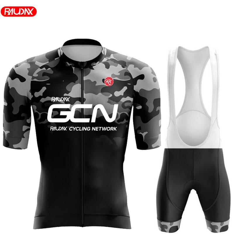 

RAUDAX GCN 2025 Men Short Sleeve Cycling Set Ropa Ciclismo Hombre Summer Cycling Clothing Triathlon Bib Shorts Suit Bike Uniform 5XL