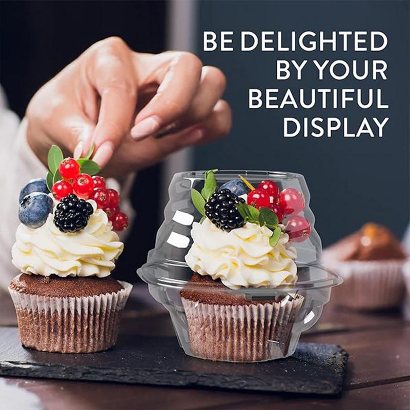 50 Stück Cupcake-Verpackungsbox Transparent Dessertbehälter Wiederverwendbar Stapelbar Dessert-Etui mit Domdeckel Muffins-Aufbewahrung für Partys