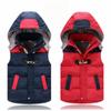 Winter Warm Teenager Thickening Outerwear Color Patchwork Hooded Vest Waistcoat for Kids Boys Girls