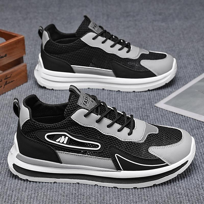Summer Men's Shoes New Breathable Hollow Net Shoes Men's Trend Versatile Platform Sports Shoes Casual Running Shoes