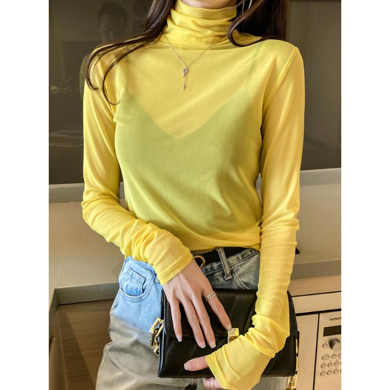 Autumn and Winter New Single-layer Turtleneck Long-sleeved Bottoming Shirt Women's Inner Slim-fit Pullover T-shirt Top