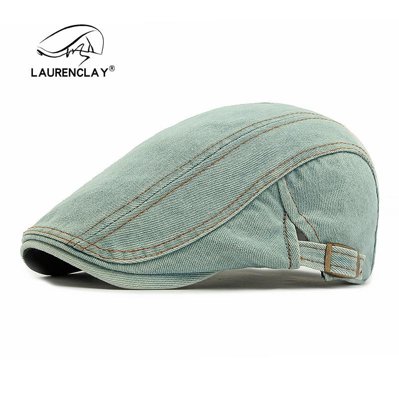 

Мужской и женский берет из выстиранного денима: Корейская мода, Большой размер, Кепка-утка из чистого хлопка One Size