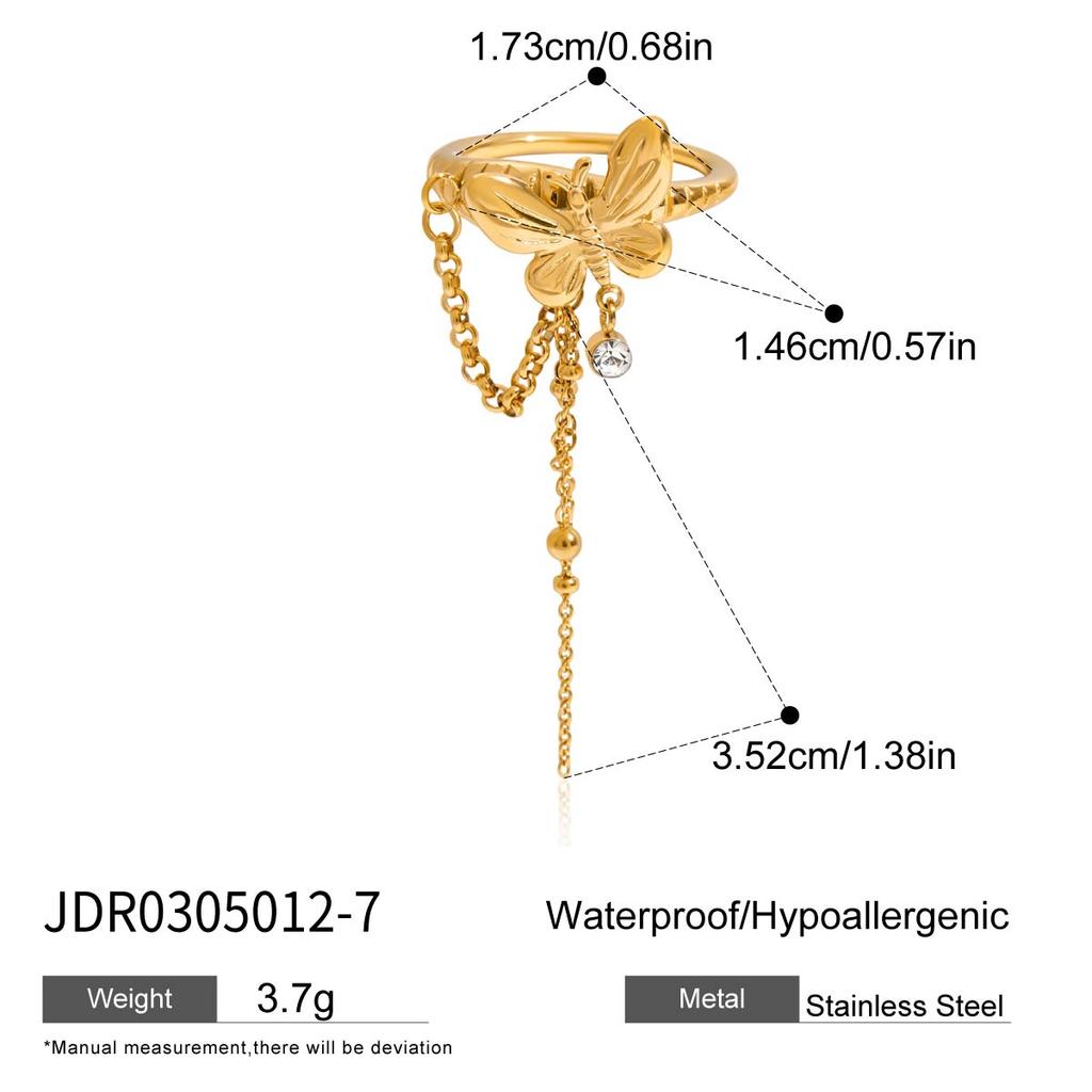 Youthway Y2K Style Freshwater Pearl Flower Pendant Tassel Ring For Women Stainless Steel  Gold Color Plated Fashion Accessory