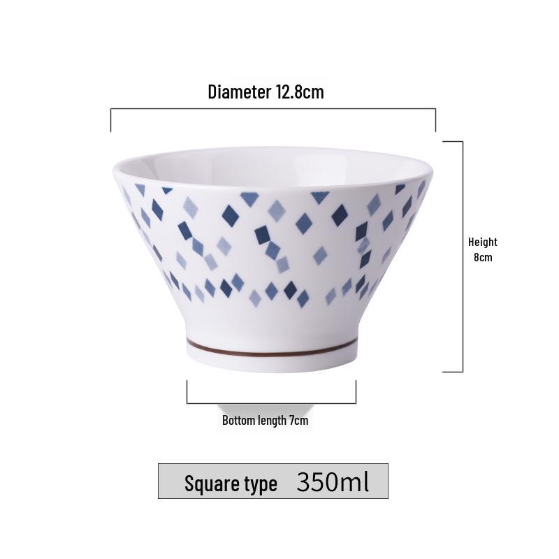 Korean-Style Japanese Ceramic Bowl: High-Foot Conical Design, Creative and Thickened for Safe Use