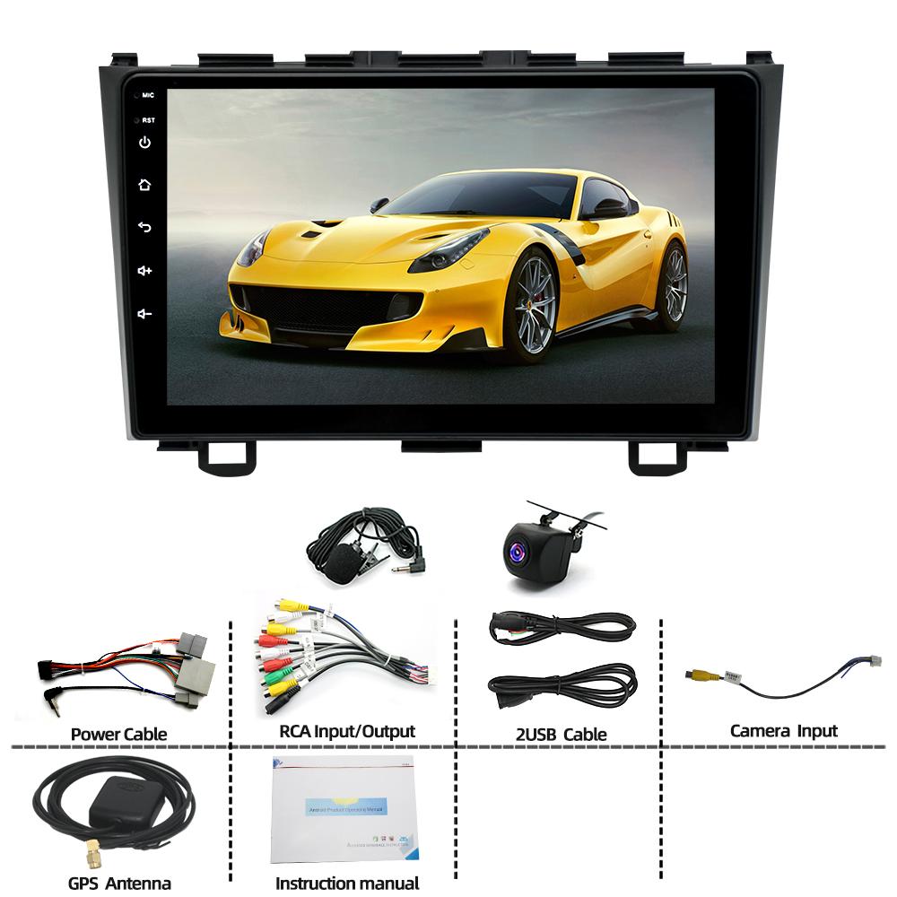 9 Inch Car Player AHD 2GB+64GB Car Radio Stereo for Honda CRV 2007-2011 Android 15 GPS Navigation Fit for Carplay Android Auto