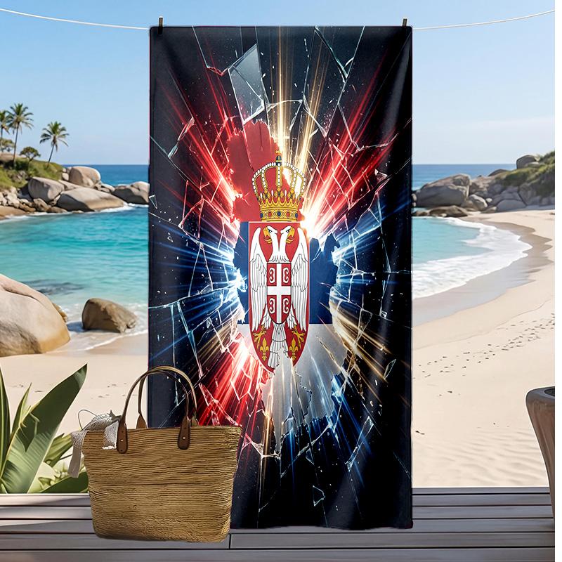Asciugamano da Spiaggia Stampa Serbia Asciugatura Rapida Super Assorbente Morbido Asciugamano da Bagno per Nuoto Spiaggia Viaggio Souvenir Regalo