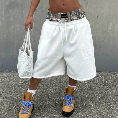 Unisex Y2K Kamuflaż Podwójny Pas Szorty Harajuku Haftowane Krótkie Spodnie Sportowe Damskie Hip Hop Wysoki Stan Streetwear