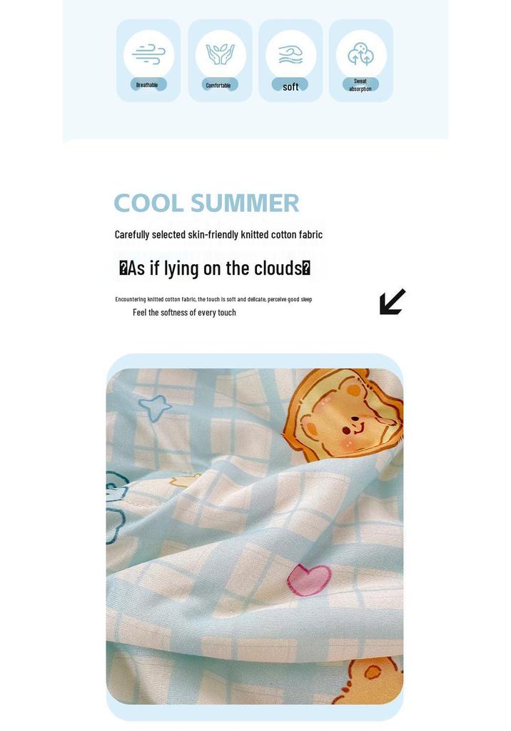 Soft Cotton Air-Conditioning Quilt: Smooth, Machine Washable Summer Blanket for Kids with Soybean Fiber