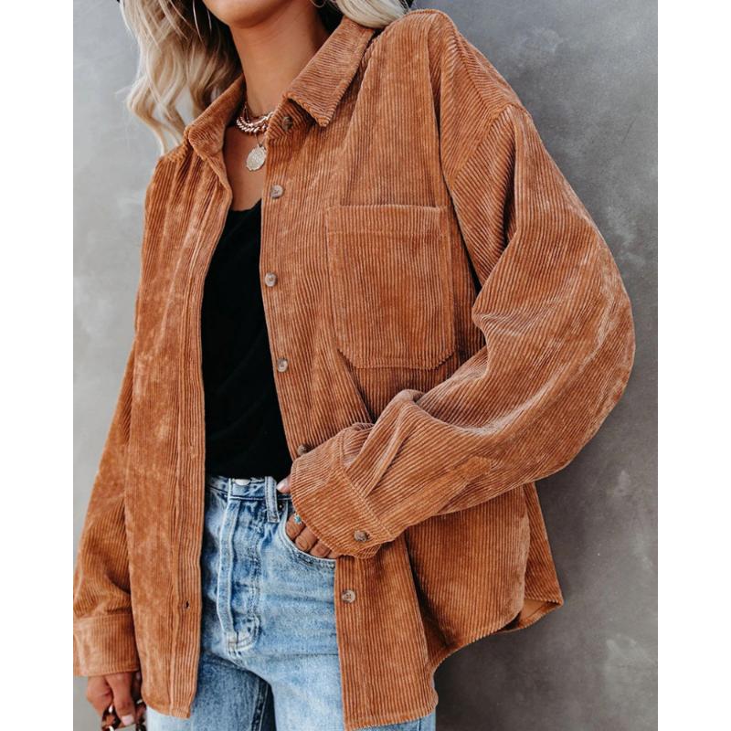 Camicie da donna autunno e inverno Camicia oversize ampia in velluto a coste casual da donna