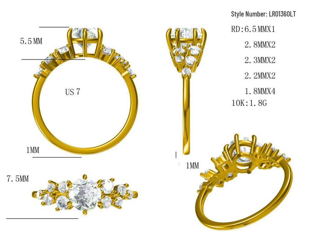 Golden Meteor Moissanite Diamond Ring: 14K Gold Electroplated 925 Silver with Small Diamonds, Luxury Women's Ring for Banquets