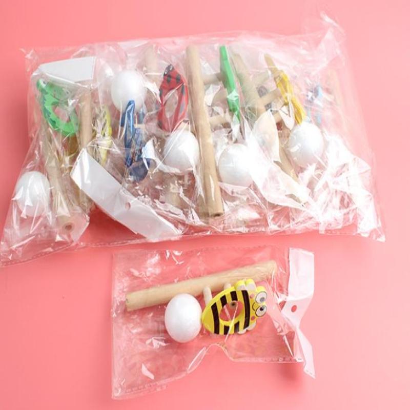Cartoon Foam Ball Blower Traditional Wooden Rods Blowing Ball Game Fun Gadgets Balance Training Educational Toys Learning Toys