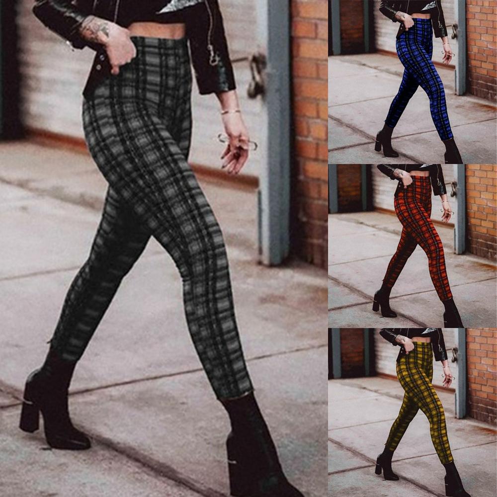 Buy Women Plaid Check Pencil Pants 