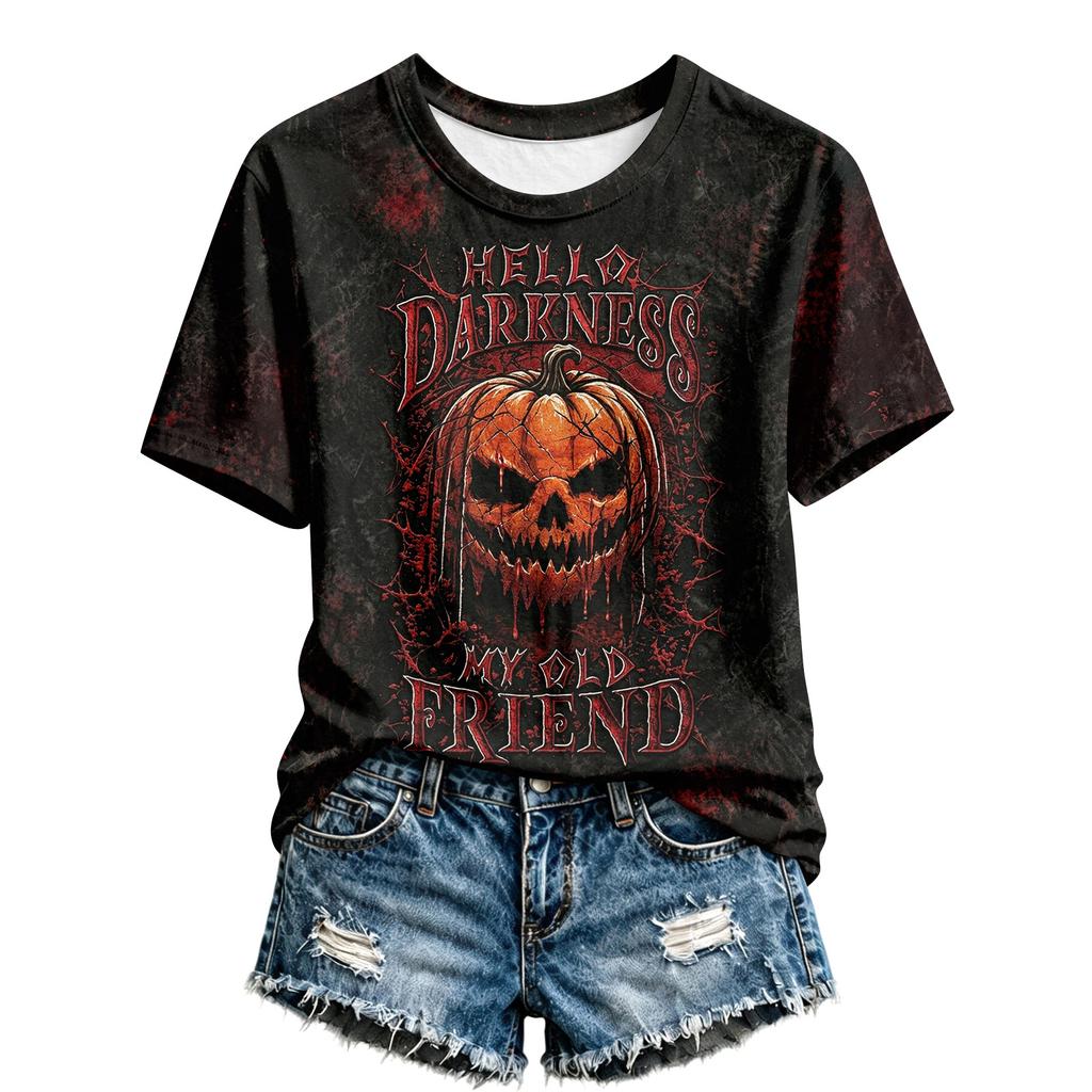 Women's Casual Halloween Print Short Sleeve T-Shirt