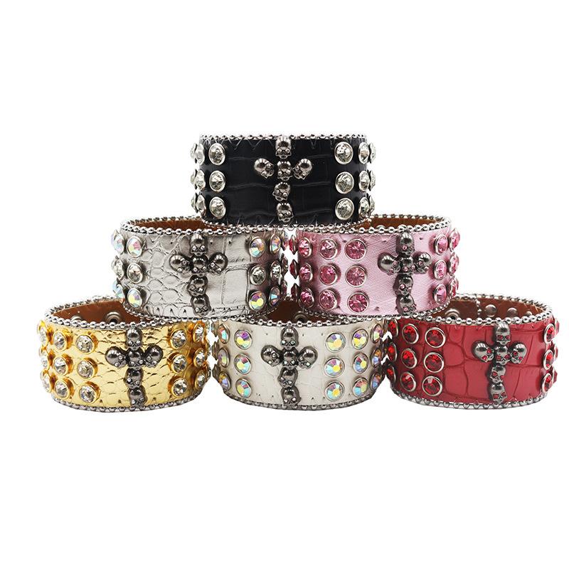 Gothic Style Hip-hop Punk Trend Rhinestone Bracelet Design Diamond PU Leather Bracelet