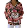 Women's Casual Fashion Long-Sleeved Zip-Up Christmas Print Knitted Hoodie