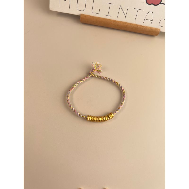 Cone Pattern Golden Circle Meteorite Flexible Ring Winding Carrying Strap Tibetan Hand-Woven Colorful Ropes Beaded Bracelet Girlfriend Gift Bracelet