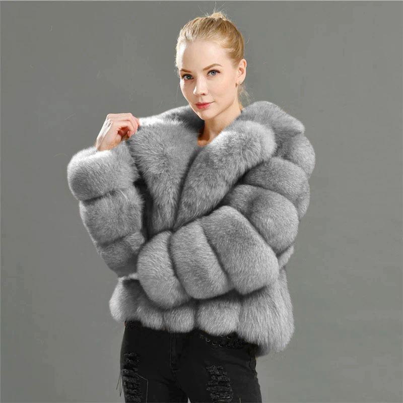 Coat Imitation Fox Hair Women's Clothing Autumn and Winter Imitation Coat Suit Collar