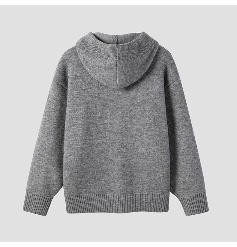 Men's Winter Heavyweight Hooded Knit Sweater - Solid Color Button Cardigan, Relaxed Fit, Urban Style.