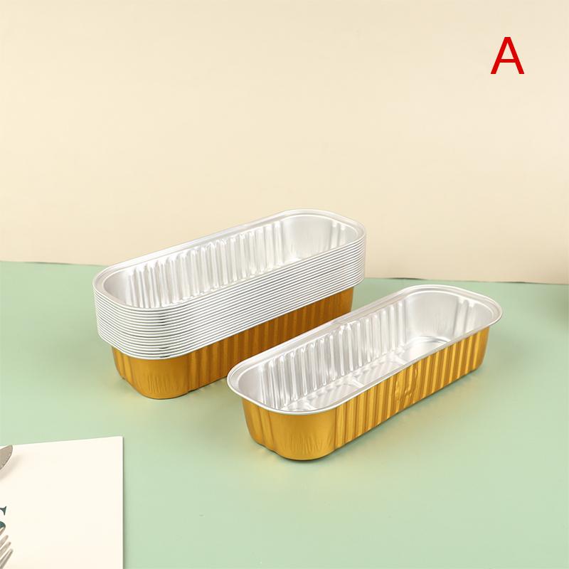 

10 шт. многоразовых прямоугольных алюминиевых жестяных стаканчиков с крышками для пудинга A